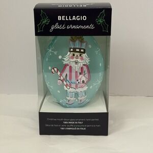 Christmas Bellagio Italian Mouth Blown Hand Painted Glass Ornament Nutcracker 7"